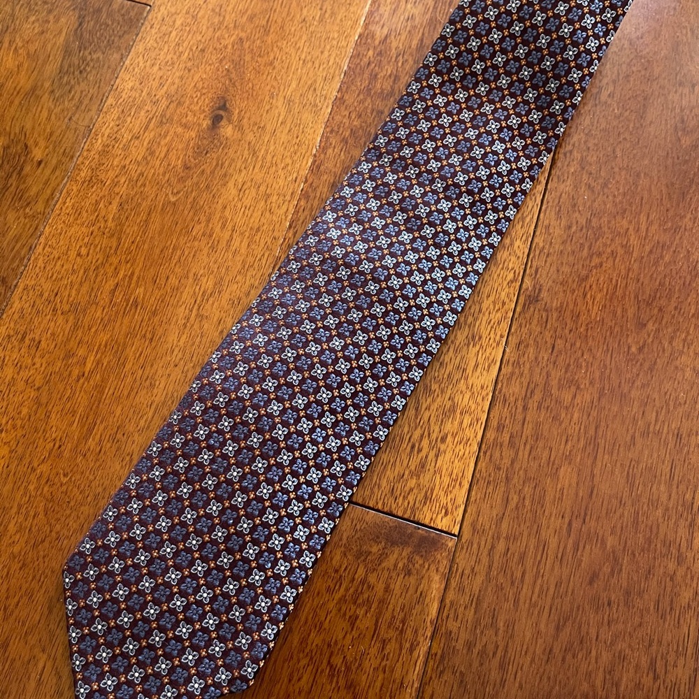 Ermenegildo Zegna Floral Burgundy/Blue Tie
